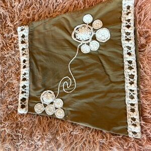 Embellished Green Cream Mini Pencil Skirt Resort Wear